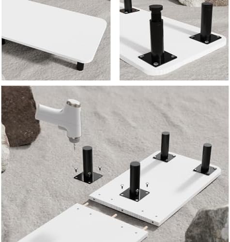 Dual Monitor Stand Riser 43.7 inch Large Extra Long Monitor Stand Riser Wide TV Stand Riser Monitor Stand for 2 Monitors Wood & Steel Leg Desktop Riser Desk Organization Home Office (White) - Image 4
