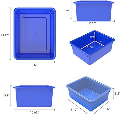 Storex Letter Size Deep Storage Tray – Organizer Bin for Classroom, Office and Home, Assorted Colors, 5-Pack (62530A05C), 10 x 13 x 5 Inches - Image 6