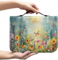 Boho Butterfly Floral Pattern Bible Cover for Women Men, Bible Case Bag with Top Handle PU Leather Bible Carrying Case for Church by Glomenade