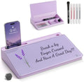 TOWON Compact Glass Desktop Whiteboard with Storage 12x7 in, Lavender by TOWON