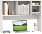 GIANTEX Desktop Bookshelf, Countertop Storage Hutch with 4 Shelves for Computer Desk, Dressing Tabletop Display Rack, Multipurpose Desk Hutch Storage Organizer for Home Office Dorm, White by Giantex