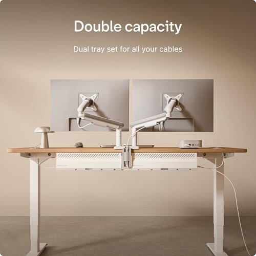 Desktronic Cable Duct Desk White Set of 2 - Stainless Steel Cable Management Desk Cable Duct with 5 Cable Cut-Outs - Easy to Install Cable Organiser - Cable Holder - Image 4