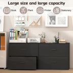 File Cabinet, 2 Drawer Lateral Filing Cabinet with Hanging Bars for Letters, Black File Cabinets for Home Office, Large Printer Stand, Wood Office Storage Cabinet - Image 4