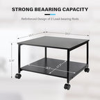 EMERIT 2-Tier Under Desk Printer Stand w/Storage - 19.5x19.5x12.8''Heavy Duty Rolling Cart, Mobile Printer Table with Lockable Wheels for Home Office Organization - Industrial Style - Image 2