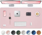 Leather Desk Pad Protector - 48 x 24 Computer Mat, Large Mouse Pad, Non-Slip, Waterproof PU Leather Blotter, Desk Cover for Office and Home (Light Pink) by AFIING
