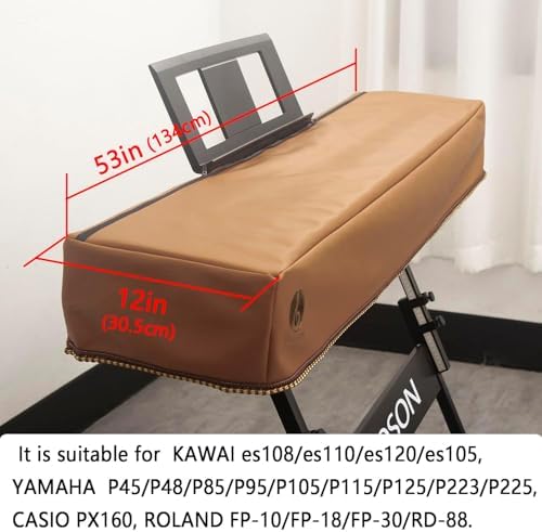 Keyboard Piano Cover Digital Piano Dust Covers Luxury Soft and Premium Surface Thickening Electronic Organ Covering Keyboard Update Encasement (Brown) - Image 2