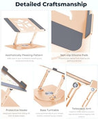 Aoviho 360° Rotating Laptop Stand for Desk | Adjustable, Foldable, Portable Aluminum Ergonomic Riser | Compatible with MacBook, Dell, HP & All Laptops 10-16 inch | Gold - Image 6