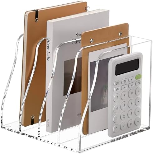 SANRUI Acrylic Desk Magazine Holder File Organizer Sorter,4 Slot Clear by SANRUI