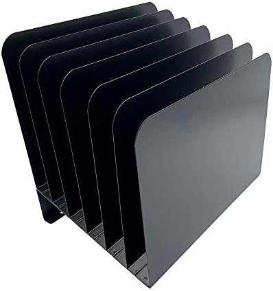 Huron Desktop File Binder Organizer Storage, Inclined Slant 6 Slot, Black Commercial Grade Steel - Image 3