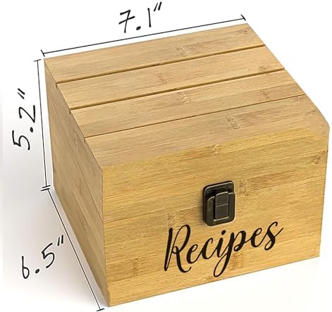 4"x6" Recipe Card Storage Box Phone/Tablet/Card Holders on Top Bamboo Wood Chest - Image 3
