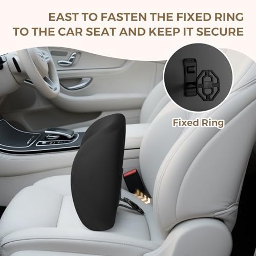 BEBAS Ergonomic Memory Foam Lumbar Support Pillow for Car, Black - Image 3