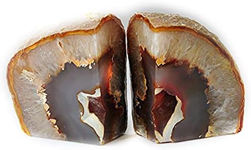 JIC Gem Natural Agate Geode Bookends Anti-Slip Rubber Bumpers 1 Pair 4-6Lbs - Image 3