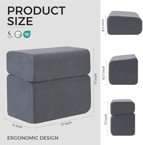 Ganondorf Foot Rest for Under Desk at Work Adjustable Foot Rest Under Desk Ergonomic Foot Stools for Under Office Desk Leg Pillow for Underdesk Footrest with Washable Cover, Grey - Image 3