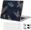 for New MacBook Air 13 inch Case 2026 M5 2025 M4 2024 M3 Chip– Aesthetic Lightweight Cute Design Clear Hard Shell 6-in-1 Bundle with TPU Keyboard Cover & 2X OTG Adapters, Gold Butterflies by Loyrina