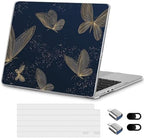 for New MacBook Air 13 inch Case 2026 M5 2025 M4 2024 M3 Chip– Aesthetic Lightweight Cute Design Clear Hard Shell 6-in-1 Bundle with TPU Keyboard Cover & 2X OTG Adapters, Gold Butterflies by Loyrina