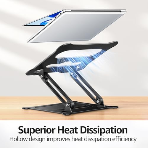 Urmust Adjustable Laptop Stand for Desk, 10-15.6“ Laptop Riser, Black - Image 5