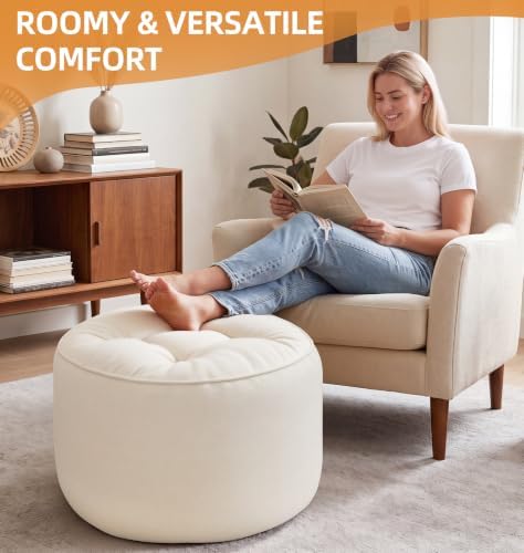 Hobestluk Round Oversized Ottoman Foot Leg Rest Under Desk for Couch - Image 4