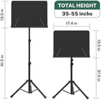 GLEAM Sheet Music Stand - Full Metal with Carrying Bag, Phone Holder, Sheet Music Folder and Clip, 5 in 1 Desktop Book Stand - Black - Image 2