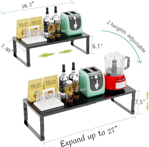Jojocross Expandable Stackable Spice Rack Organizer for Kitchen Cabinet,Adjustable Counter Shelf, countertop, Pantry,Cupboard,Bathroom,Bedroom(1Pack/Black/Medium) - Image 6