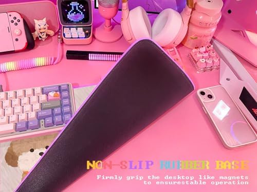 JMIYAV Pink RGB Gaming Mouse Pad 31.5x12 Inch PC XL Large Extended Glowing Led Light Up Desk Pad Non-Slip Rubber Base Computer Cute Mousepad Mat Desk Accessories Gaming Setup 51-2 - Image 4