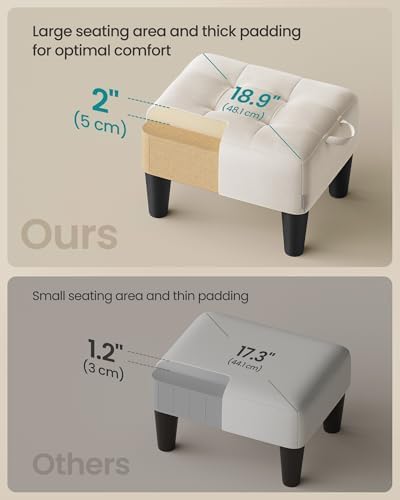 SONGMICS Foot Stool, Small Velvet Ottoman with Thick Cushion - Image 4