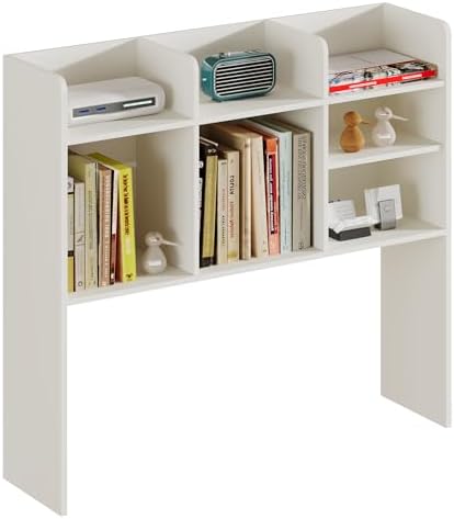 ChooChoo Desk Hutch Dorm with LED Lights, Desktop Bookshelf with 7 Shelves - Image 7