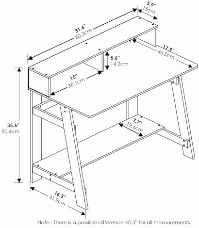 Furinno Simplistic 31-Inch Compact Computer Desk, Black Espresso - Image 5