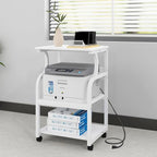 Natwind 3 Tier Printer Stand, 19.7"x15.7", with Charging Station,White - Image 6