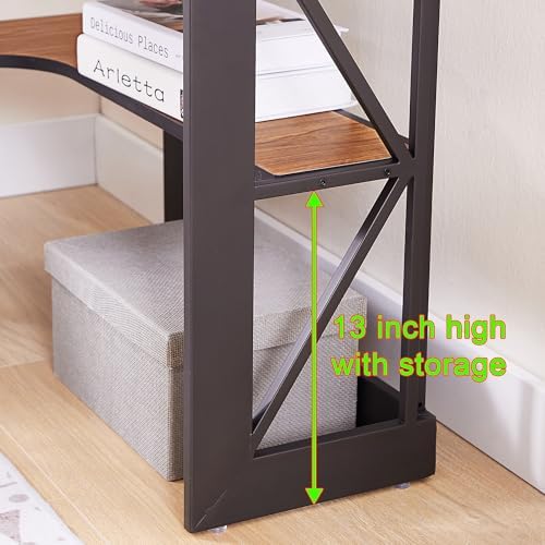 VECELO Corner Computer Desk 41 x 30 inches with Smooth Keyboard & Storage Shelves for Home Office Workstation, Teak - Image 6