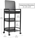 Mind Reader Cart with Covered Compartment, Office Organizer, Storage, 3-Tier, Office, Metal, 15.5" L x 11" W x 28.25" H, Black - Image 3