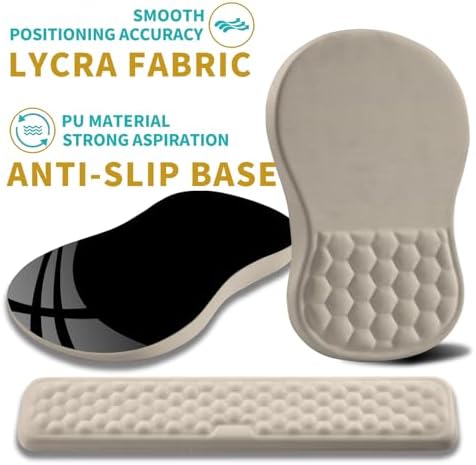 Hokafenle 2 in 1 Ergonomic Mouse Pad Wrist Support & Wrist Rest for Computer Keyboard Set, with Relieve Carpal Tunnel Pain Massage Bulge and Full Memory Gel Design (2In1 Set - Apricot) - Image 6