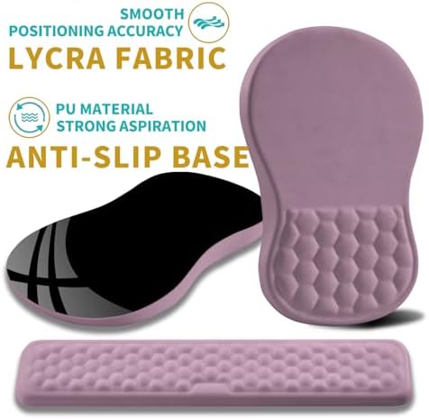 Hokafenle 2 in 1 Ergonomic Mouse Pad Wrist Support & Wrist Rest for Computer Keyboard Set, with Relieve Carpal Tunnel Pain Massage Bulge and Full Memory Gel Design (2In1 Set, Purple) - Image 6
