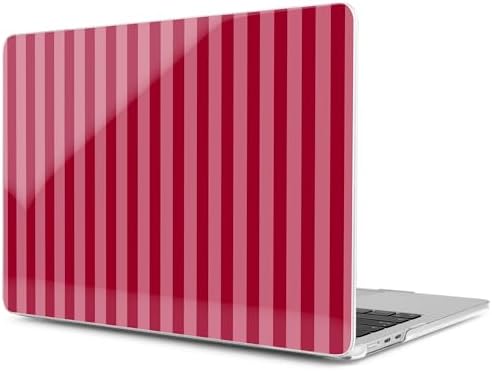 MEEgoodo for M5/M4/M3/M2 MacBook Air 15 inch Case 2026 2025 2024 2023, Case Fit Model (A3448/A3241/A3114/A2941) for MacBook Air 15.3 inch, Red&Pink Stripe by MEEgoodo