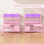 SEDETA L Shaped Gaming Desk with Storage Shelves, 2 Drawer, LED Light - Image 3