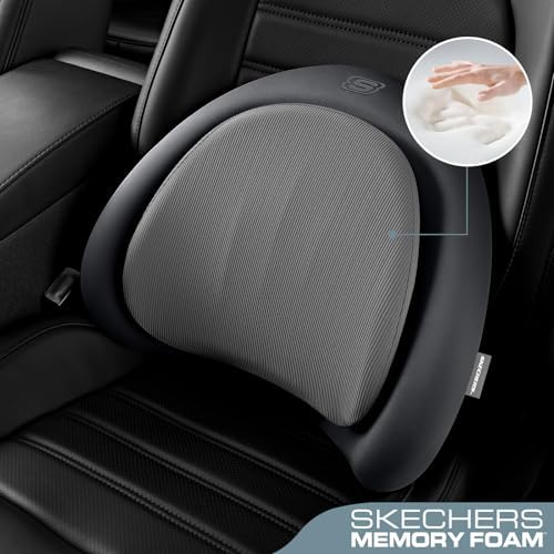 Skechers Lumbar Pillow Premium Memory Foam, Double-Layer-Office Chair Cushion for Tailbone Pain Relief,Butt Pillow for Office Chair,Car seat Cushion,Long Sitting Office Workers,and Car Drivers,Grey - Image 2