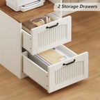 Farmhouse L Shaped Desk with Drawers & Printer Shelf for Home Office - Image 5