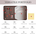 Leathario Portfolio Binder, Padfolio Organizer, 3 Ring Binder with Zipper - Image 3