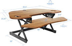 Rocelco 46" Height Adjustable Corner Standing Desk Converter with Dual Monitor Arm BUNDLE - Quick Sit Stand Up Computer Workstation Riser - Extra Large Keyboard Tray - Teak Wood Grain (R CADRT-46-DM2) - Image 4