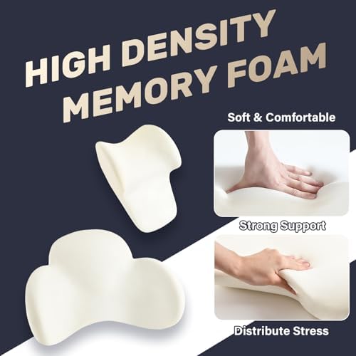 Coverado Lumbar Support and Headrest Pillow for Car, Memory Foam Ergonomic Head Neck Support Pillow for Driving Seat, Back Support and Pain Relief, Seat Cushion for Car, Driver, Office - Image 3