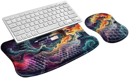 2-in-1 Set, Ergonomic Keyboard Stand with Wrist Rest and Mouse Pad with Wrist Support, Memory Foam for Carpal Tunnel Pain Relief, Improves Wrist Typing Posture, Starry Sky by Unknown