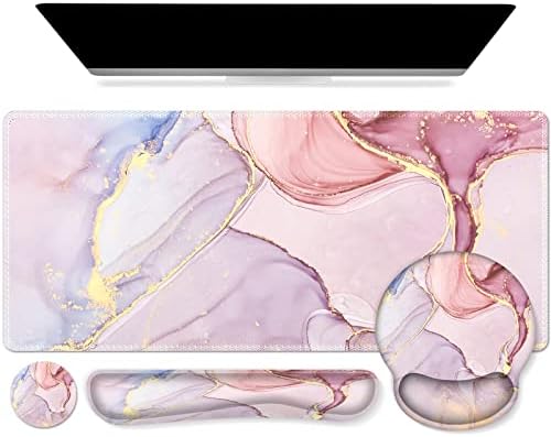 iCasso Glitter Marble Computer Mat 35.4"x15.7", Table Mat for Gaming by iCasso