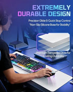 XXL Glass Gaming Mouse Pad, 38.5 × 16.5 Inch Extended Desk Mat, White - Image 3