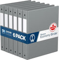 Premium Economy 3-Ring Binder, Spine Label, 1" Round Rings, Gray, 6 Pack by DAVISGROUP