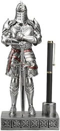 King's Guard Knight Pen Stand Desk Organizers for Desk Silver by HDMbigmiHomeDecorations