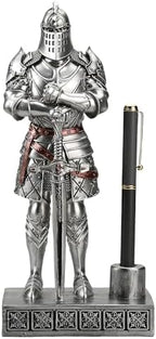 King's Guard Knight Pen Stand Desk Organizers for Desk Silver by HDMbigmiHomeDecorations
