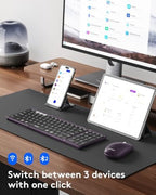 Foldable Keyboard and Mouse, Samsers Folding Bluetooth Keyboard Combo, 2.4G + BT5.0 x 2, Full-Size Portable Travel Keyboard & Rechargeable Wireless Mouse for Windows Android iOS Mac OS, Misty Purple - Image 2