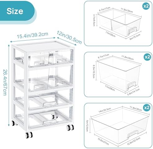Vtopmart Drawer Storage Organizer,4 Tier 6 Drawers with Wheels - Image 3