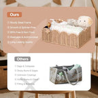 Wicker Diaper Caddy Organizer, Rattan Baby Basket, Flesh Tone, L - Image 4