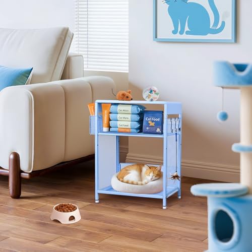 Sky Blue Kids Nightstand, Small Nightstand for Bedroom, End Table with Hooks and Holder, Toddler Bedside Table, Desk Organizer for Office, Small Desk for Living Room, Dorm (Sky Blue) - Image 6