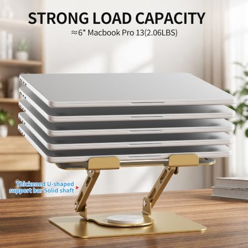 SOUNDANCE 360 Rotating Laptop Stand, Adjustable Riser,10-17", Gold - Image 4